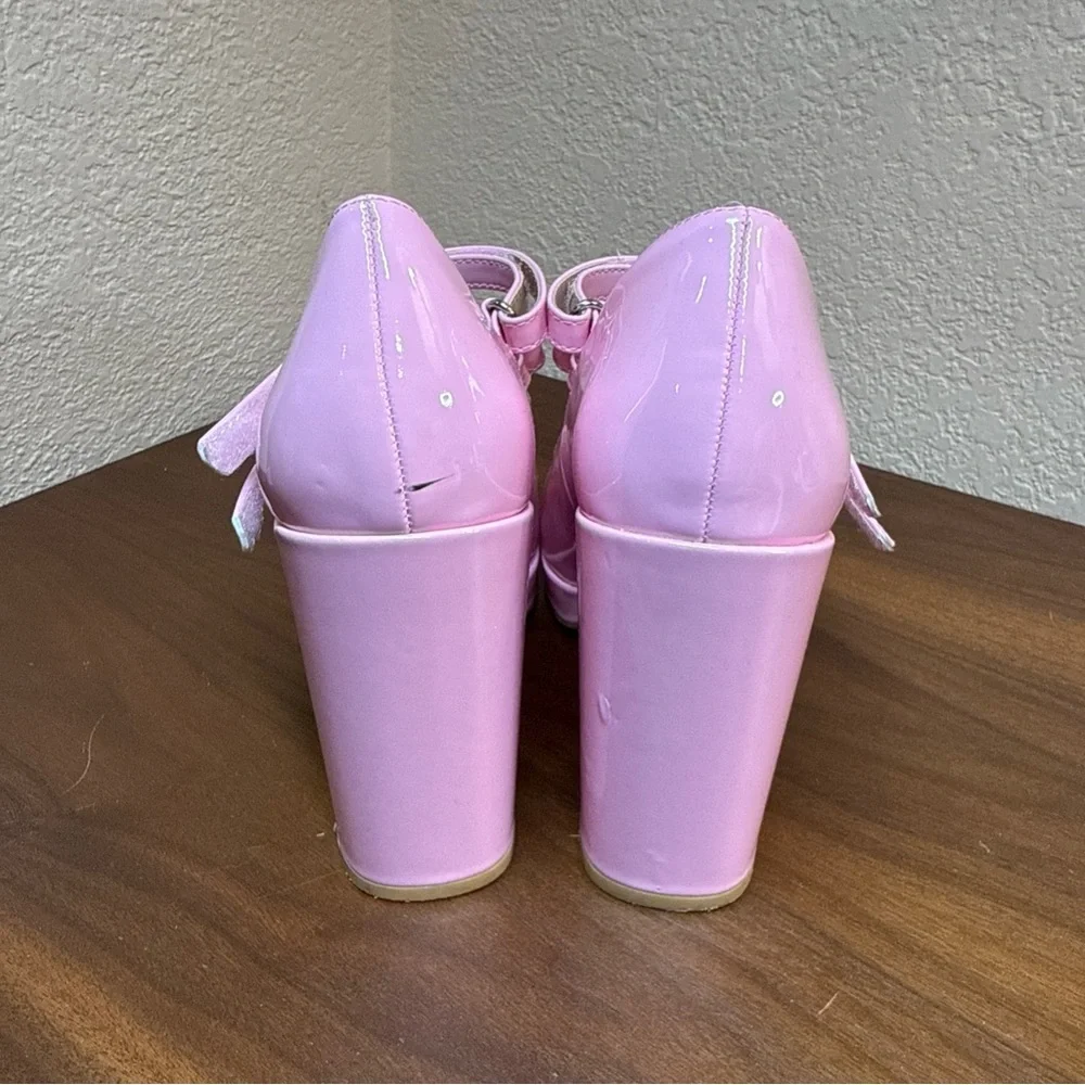 STEVE MADDEN Custom Twice Patent Pink Chunky Heel‎ Platform Mary Jane Pumps 9M